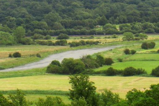 The Arun winds through its valley between Arundel and Burpham