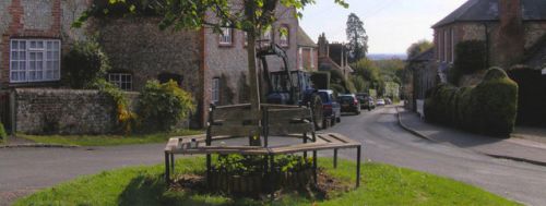 This picture copyright © Kevin Gordon under Creative Commons Attribution-Share Alike 2.0 Generic License picture of Church Hill, Slindon in West Sussex.