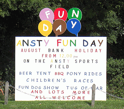 Picture of Ansty Fun Day notice in the village centre