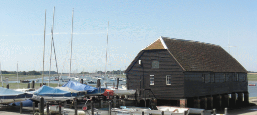 Sailing boats and mooring - the scene at Bosham at low tide