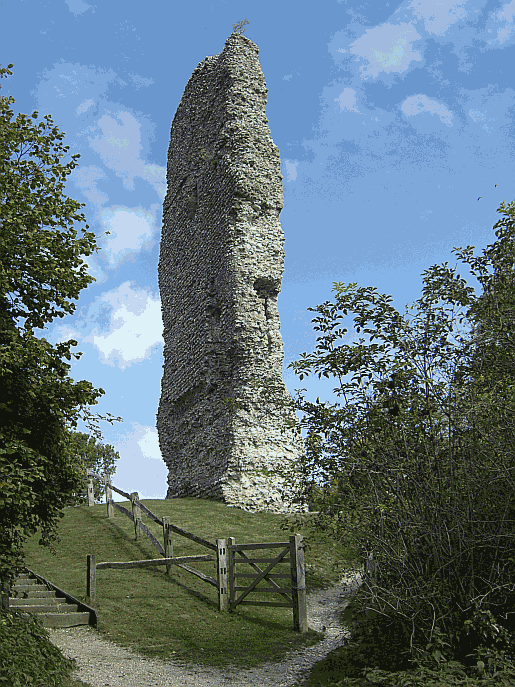 The accusing finger of the remains of Bramber Castle in West Sussex Photograph of Bramber Castle