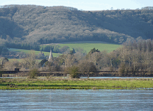 Picture of Bury taken from across the Arun Valley at Amberley in winter