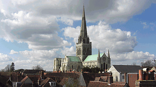 The cathedral at Chichester towers over the city and surrounding area
