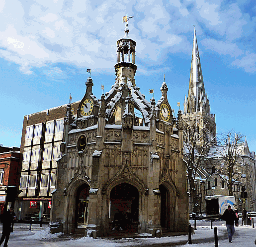 Chichester city cross in the snow of 2010