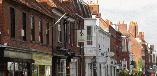 Busy shopping in Chichester in West Sussex