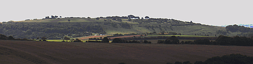Cissbury Ring as seen from Chanctonbury Ring looking south towards Worthing Picture of Cissbury in West Susssex.