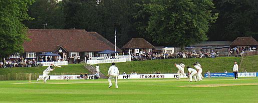 Picture of cricket match being played at the Arundel Castle Cricket Ground.