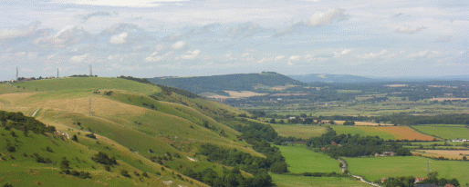 Looking along the scarp slop of the South Downs from towards edburton, West Sussex, from Devil's Dyke Picture of Edburton