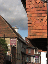 Tile hung houses in Midhurst's winding streets
