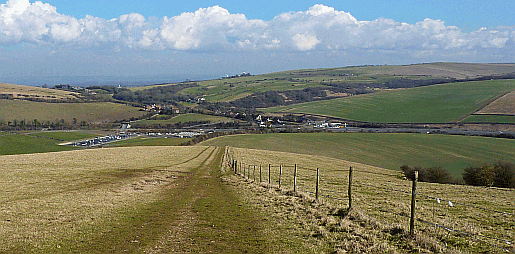 Pyecombe and Newtimber Hill. Part of our guide to the South Downs Way Picture of Pyecombe from Newtimber Hill on the South Downs Way