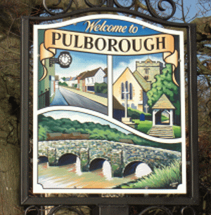 The welcome to Pulborough sign