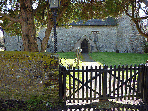 Picture of the churchyard at Pyecombe Church 
