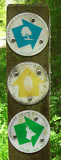 Picture of Stuanton Way, Hangers Way and South Downs Way marker posts