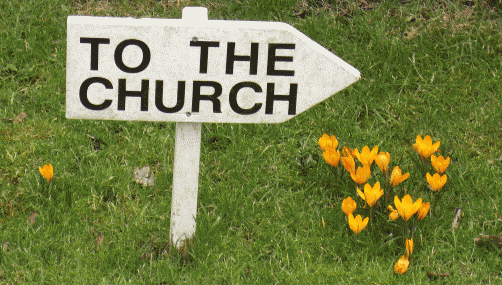 Sign showing the way to the church in Shipley, West Sussex