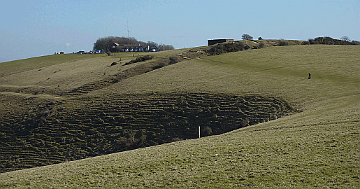 The view from the South Downs Way at Fulking Hill looking at the Devil's Dyke. Part of our guide to the South Downs Way Picture of the Devil's Dyke taken from Fulking Escarpment