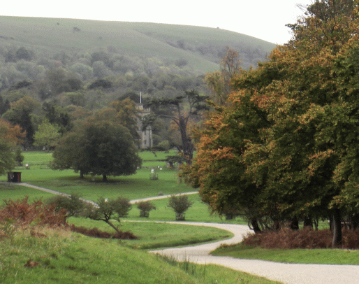 Parham church stands next top the site of an abandoned village in Parham House grounds