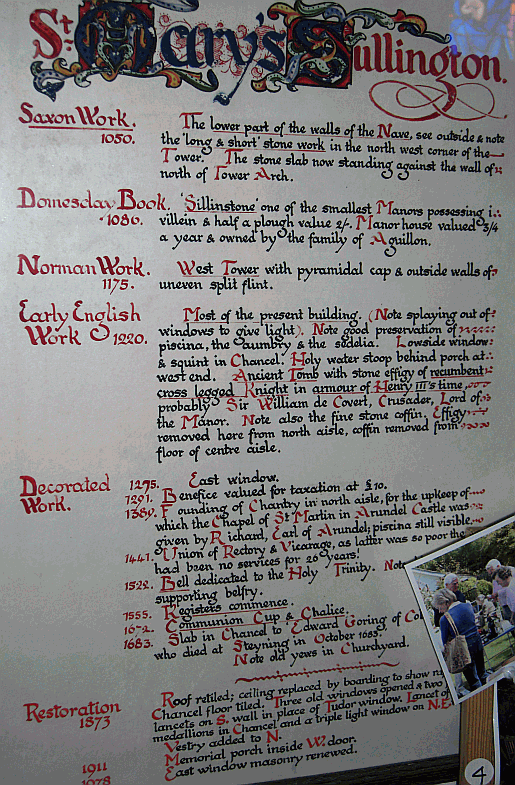 Sullington Church History A photo of a lovely manuscript Sullington Church in West Sussex - obviously a labour of love for this beautiful place