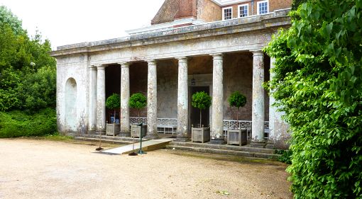 Picture of the entrance of Uppark House TColumns at the northerly entrance to Uppark