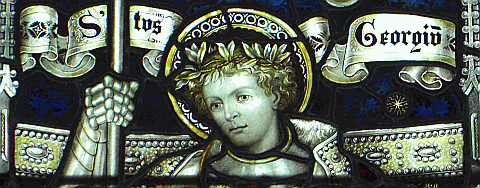 Picture of St George - the patron saint of England.  St George's Day is celebrated in many villages in Sussex
