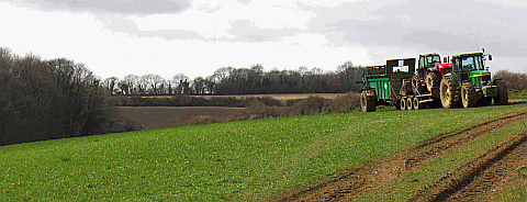 Tractors near the village of Singleton in West Sussex Picture of village life - farming