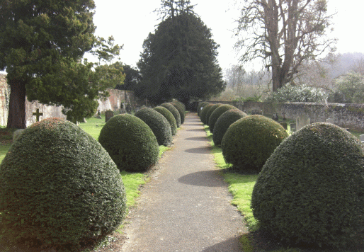 The pretty churchyard at Woolbedding Picture of the Churchyard of All Hallows at Woolbeding
